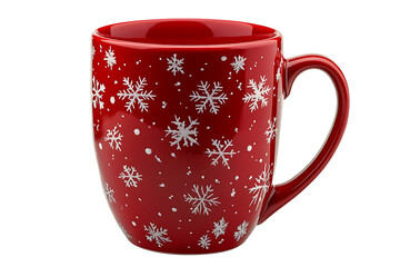 Aufkleber - Red mug with snowflakes isolated a white background