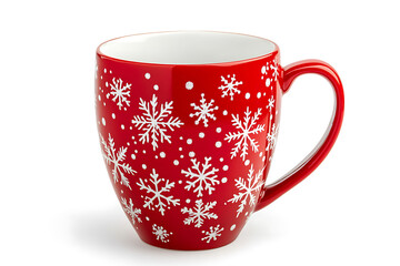 Aufkleber - Red mug with snowflakes isolated a white background