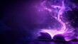 © Anisah - Magical book emitting violet smoke and sparkling lights on dark purple background