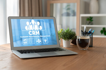 Poster - customer relationship management system on modish computer for crm business and enterprise