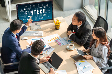Poster - fintech financial technology software for modish business to analyze marketing strategy
