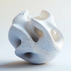 Aufkleber - Abstract white sculpture with organic shapes and porous texture.