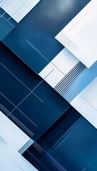 Wall Mural - Modern abstract composition with overlapping geometric shapes in blue and white tones