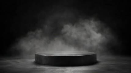 Poster - Dark, smoky studio with circular platform.