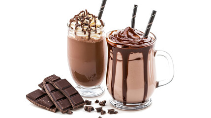 Poster - Delicious Chocolate Milkshakes With Rich Toppings Generative AI