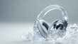 © STwul - Transparent headphones on ice, studio shot, cool background, music advertising