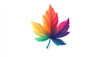 Aufkleber - Vibrant rainbow-colored maple leaf design on white background.