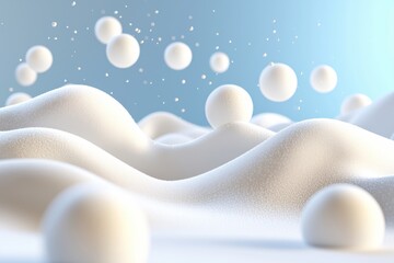 Fototapete - Serene White Spheres Rolling Over Gentle Hills A Dreamy Abstract Landscape