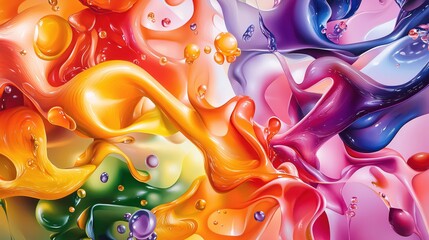 Aufkleber - Vibrant Fluid Colors Abstract Swirling Design Artistic Paint Background