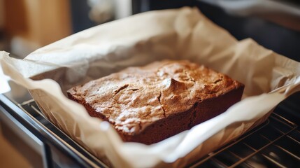 Poster - Freshly baked loaf of bread cooling on a wire rack in an oven.