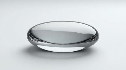 Aufkleber - Polished silver, lens-shaped object on white background.