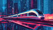 © Thiago - High-speed train in urban nightscape. Dynamic City Motion. Illustration
