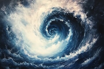 Poster - Dramatic Swirling Ocean Wave Captured in Stunning Vortex Painting Art : Generative AI