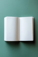Poster - Open Blank White Book on Teal Background Ready for Inspirational Ideas : Generative AI
