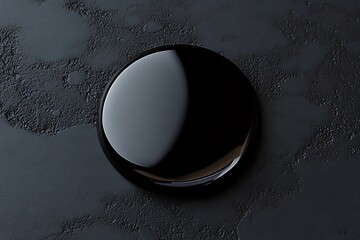 Fototapete - Shiny Black Circular Object on Textured Gray Background : Generative AI