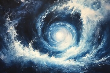 Poster - Ethereal Ocean Vortex Painting Showcasing Intense Power of Nature : Generative AI