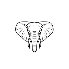 Wall Mural - Black line drawing of elephant head for educational use