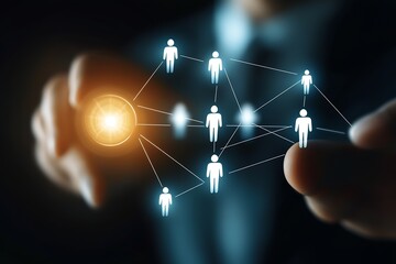 Aufkleber - Man Using Virtual Network Interface with Digital Touch Points for Secure Data Exchange : Generative AI