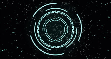 Leinwandbilder - image of scope scanning over network of connections on black background