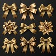 © artgalario - Nine golden bows in various styles, elegant and luxurious, perfect for gifts and celebrations.