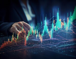 Business audit stock financial finance management on analysis data strategy with graph. Generated image