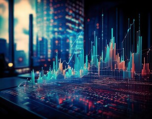 Business audit stock financial finance management on analysis data strategy with graph. Generated image