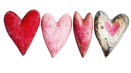 Poster - Pink Heart Collection on Transparent Background Generative AI