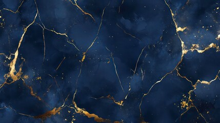 Poster - Abstract navy blue and gold marble texture background.