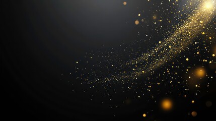 Poster - Abstract gold glitter swirl on black background.