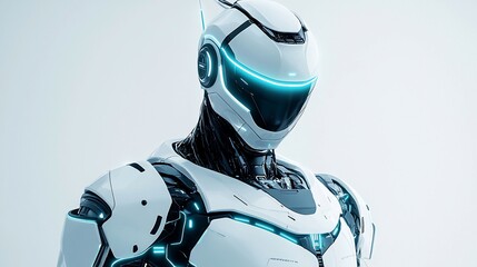 Poster - Futuristic white robot with glowing blue accents.