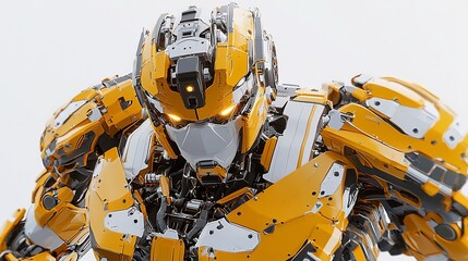 Poster - Close-up of a powerful yellow robot.