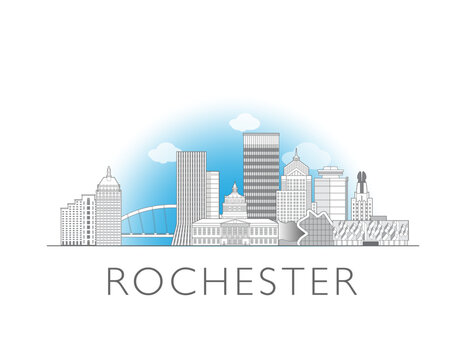 Rochester skyline cityscape vector illustration