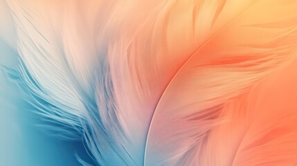 Poster - Soft pastel colored feathers, close-up macro shot, delicate texture, smooth, light, airy, gentle, elegant, tranquil.