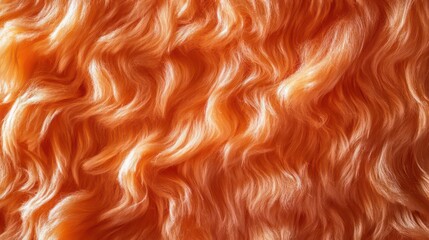 Poster - Close-up texture of peach-colored fluffy fur or fleece fabric with wavy pattern.