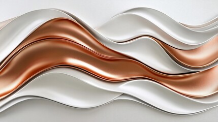 Wall Mural - Abstract copper and white wavy design.