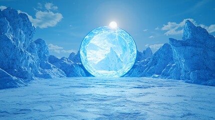 Poster - Crystalline sphere in icy arctic landscape.