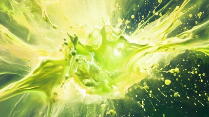 Poster - Abstract lime green liquid splash explosion.