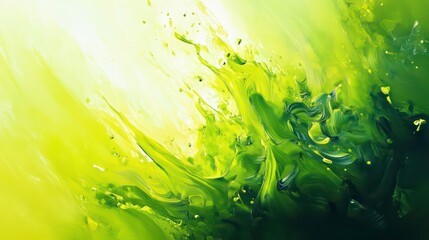 Poster - Abstract green and yellow paint splash.