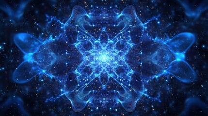 Poster - Abstract glowing blue digital background with flowing waveforms and luminous nodes, creating a sense of technological sophistication.