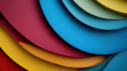 Poster - Vibrant Colorful Paper Waves in Artistic Layers Creating a Beautiful Background Texture