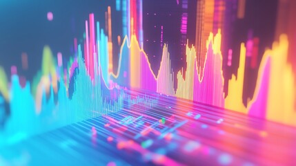 Poster - Colorful Waveform Visualization Representing Sound or Data Analytics in a Digital Environment