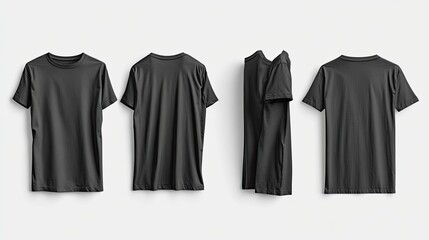 Poster - black t shirt templates shown from multiple angles generative ai