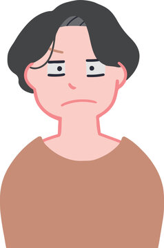 怒っているセンター分け女性の上半身ベクターイラスト