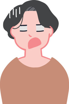 ショックを受けているセンター分け女性の上半身ベクターイラスト