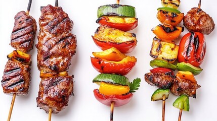 Poster - Grilled Meat and Vegetable Kebab Skewers Ready to Serve Generative AI