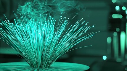 Wall Mural -   A close-up image of a vase on a table, with smoke rising from its top