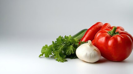 Poster - fresh vegetables arranged on white background generative ai