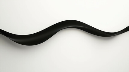 Poster - Minimal Abstract Artwork Featuring a Single Black Curved Element on a Light Background
