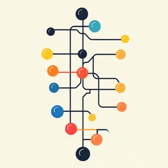 Poster - Colorful Abstract Design Featuring Interconnected Nodes and Lines Representing a Network or Circuit
