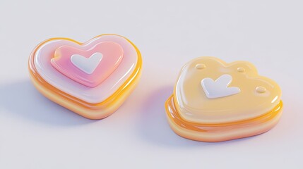 Aufkleber - Colorful Heart-Shaped Stickers on a White Background Generative AI